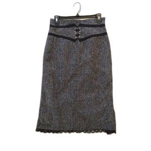 NWT Worthington Faux Corset Waist Tweed Pencil Skirt with Lace Hem size 6